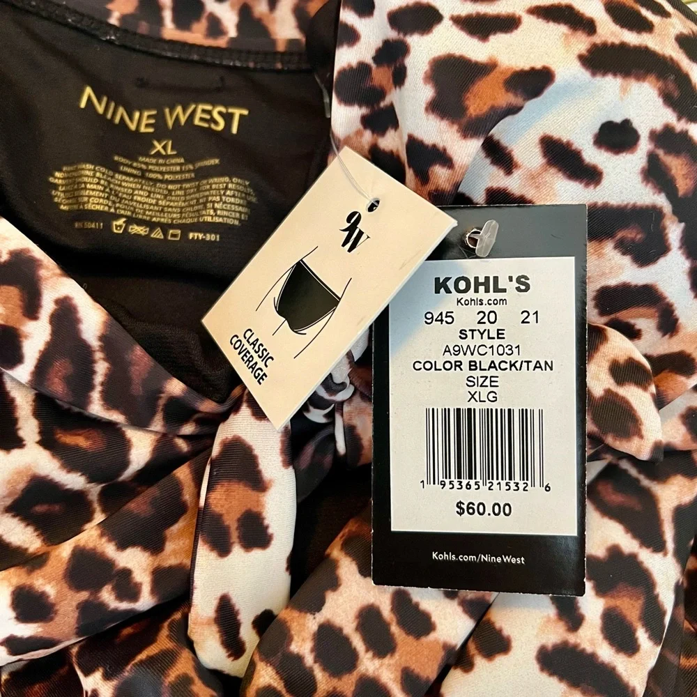 Nine West One Piece Swimsuit Leopard Cheetah Cutout Jungle Tiki - Picture 7 of 7